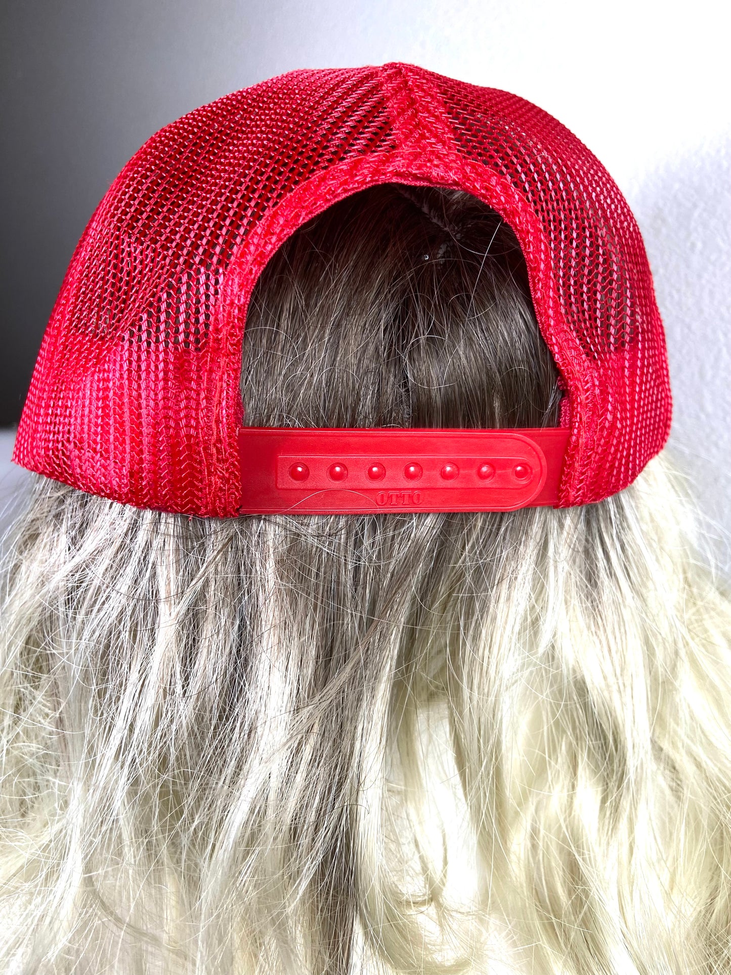 Red And White College Trucker Hat