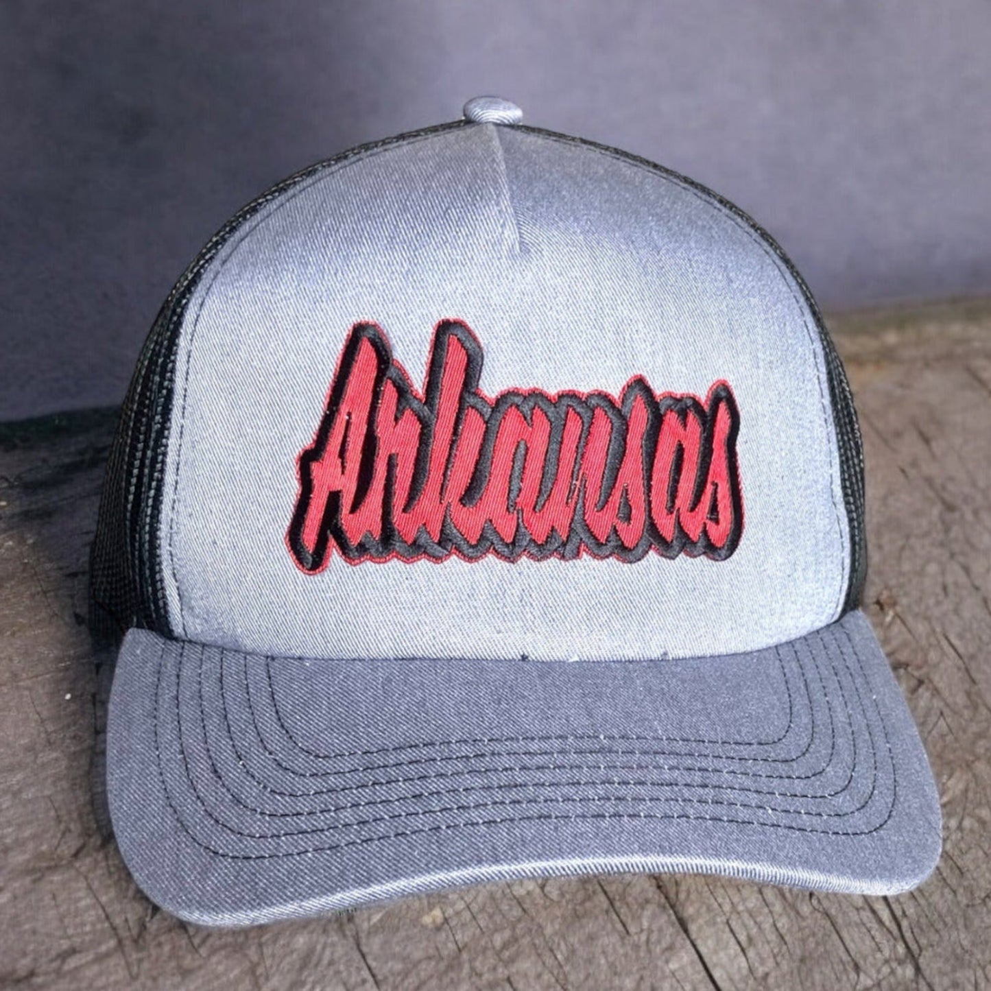 black gray arkansas baseball cap