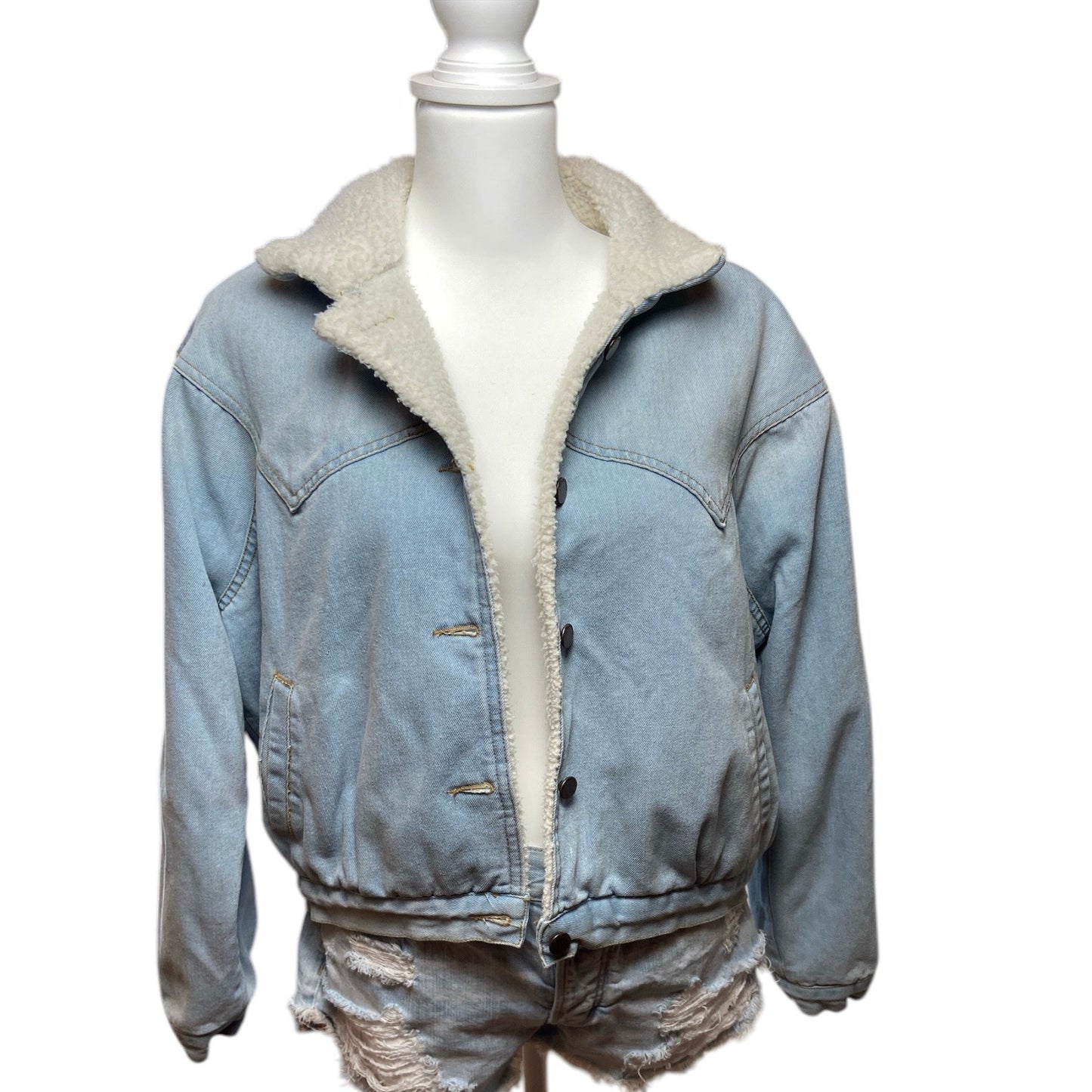 ashley vintage charm sherpa denim coat
