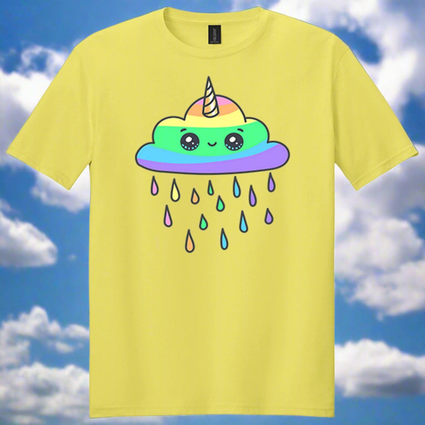 cornsilk yellow unicorn cloud tee shirt tshirt