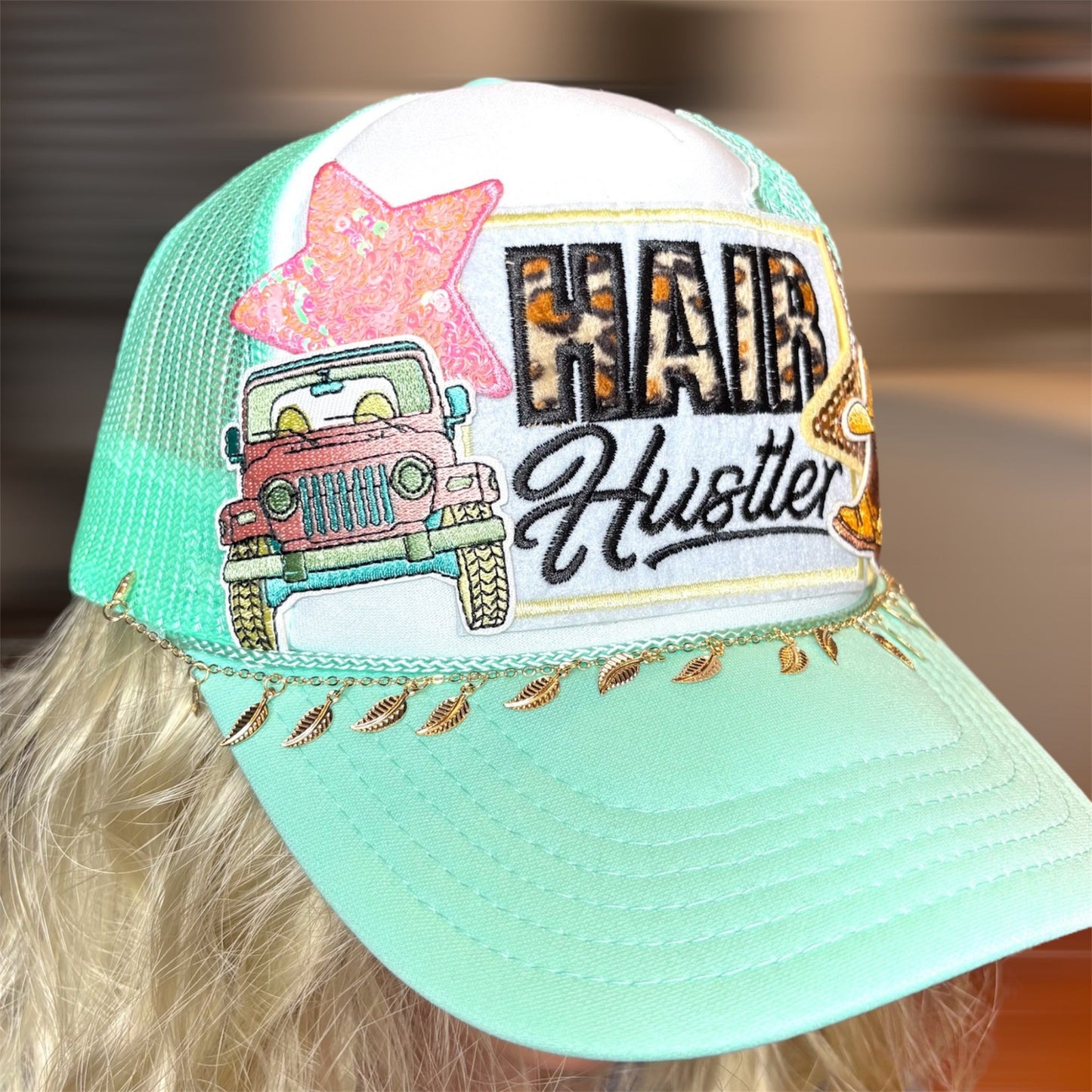 fun comfortable cap with visor jewelry Jeep and bling