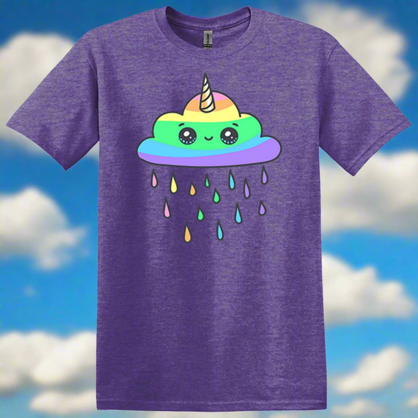 heather purple unicorn cloud tee shirt tshirt