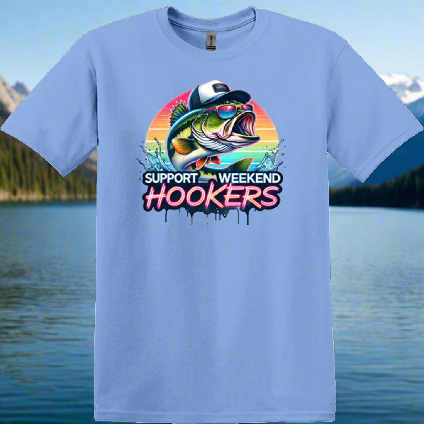 light blue support weekend fishing shirt