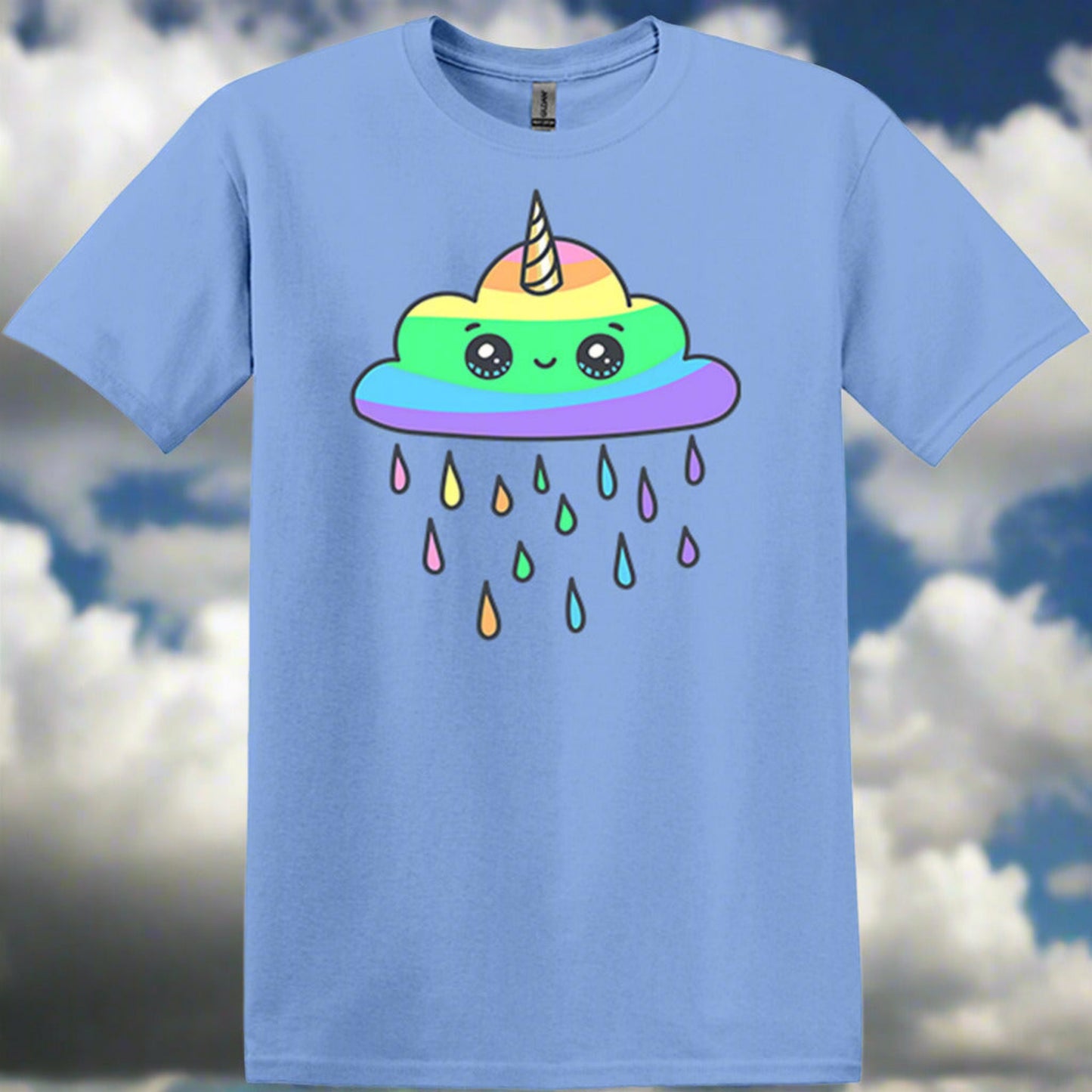 light blue unicorn cloud tee shirt tshirt