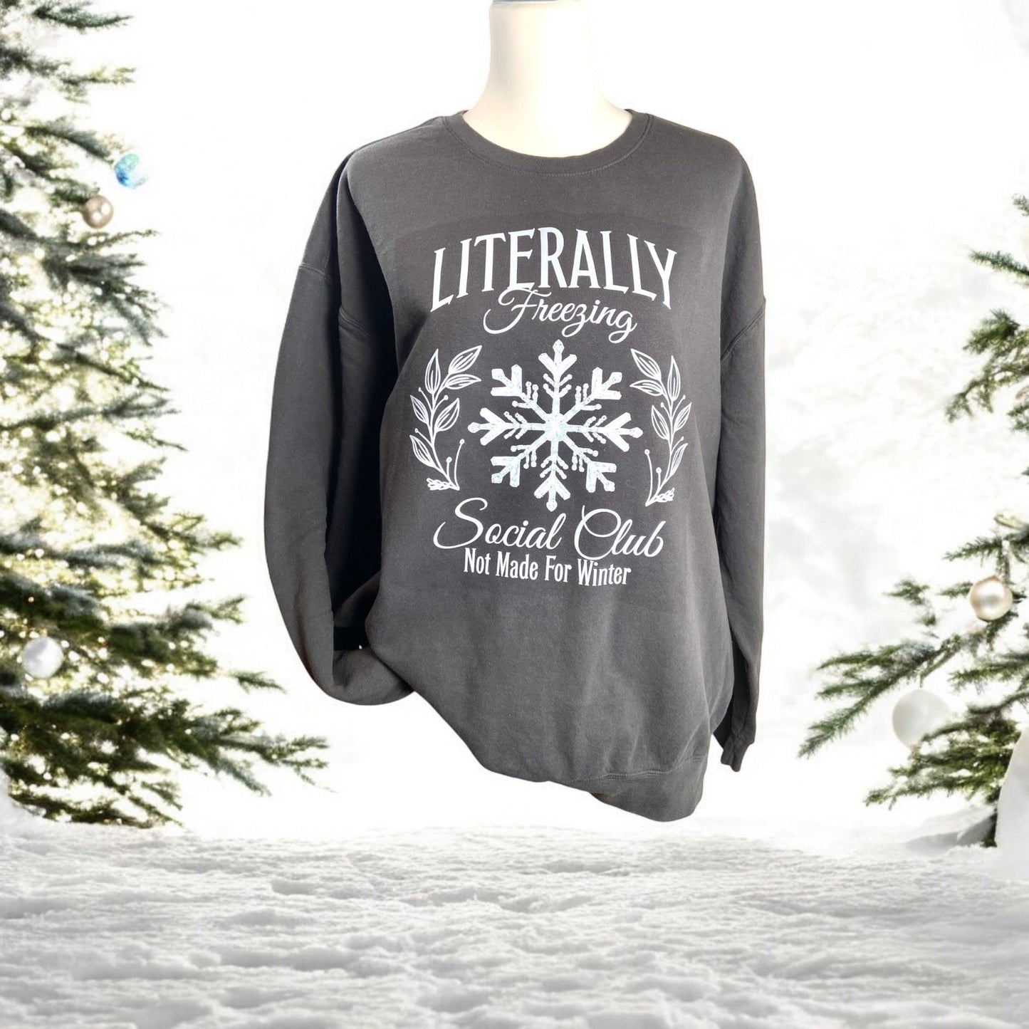 literally freezing social club sweater front