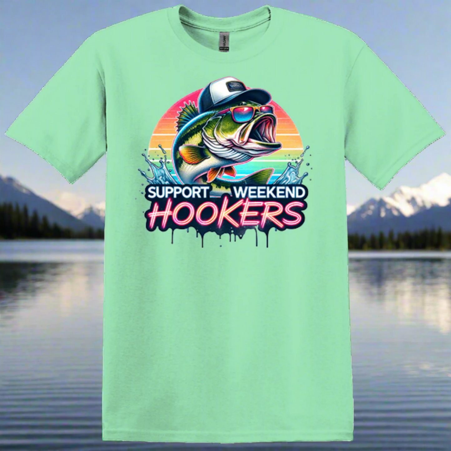 mint green support weekend fishing shirt
