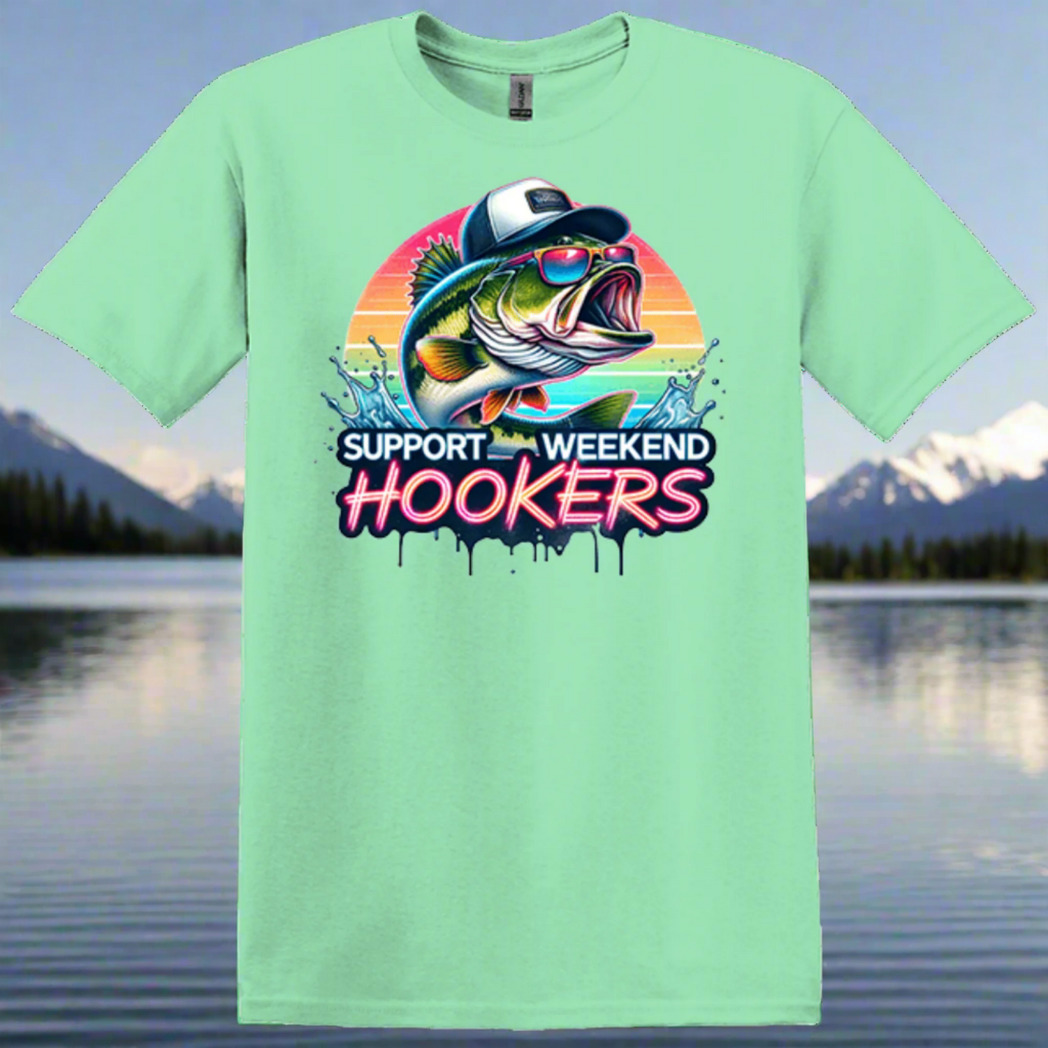 mint green support weekend fishing shirt