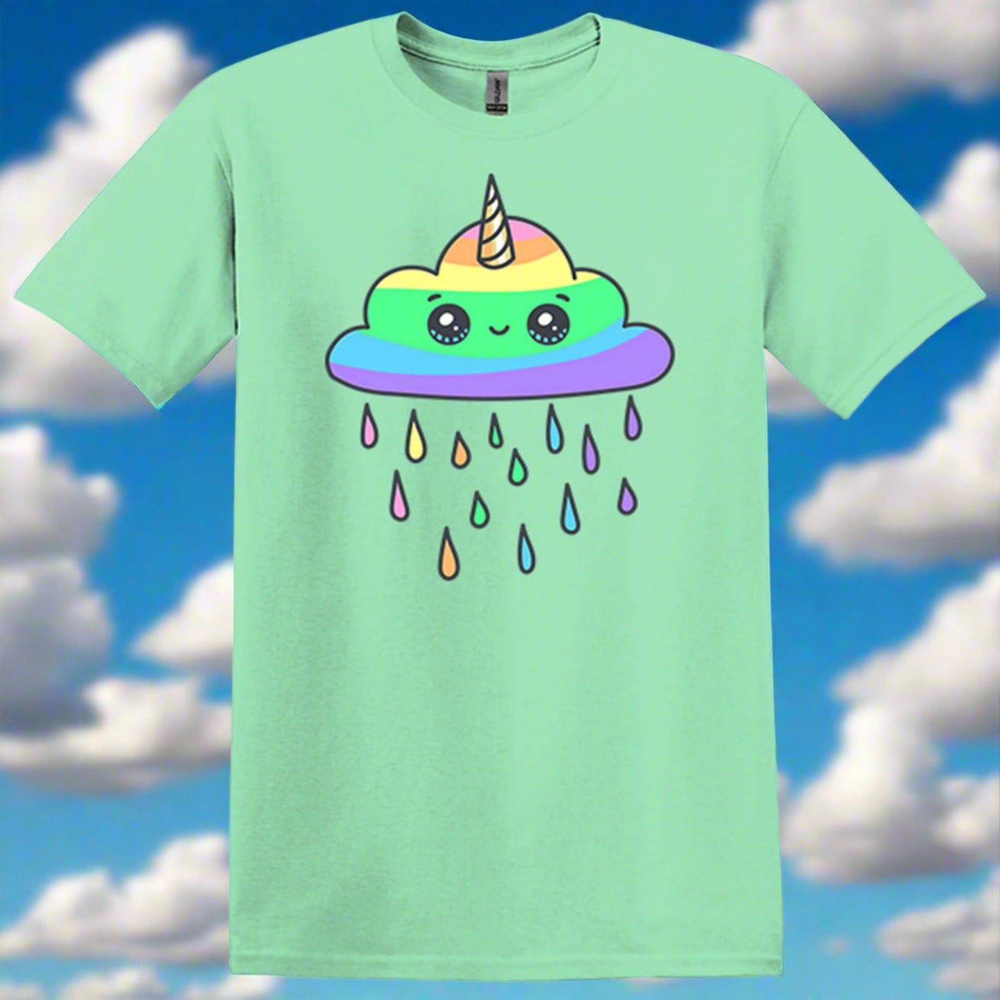 mint green unicorn cloud tee shirt tshirt