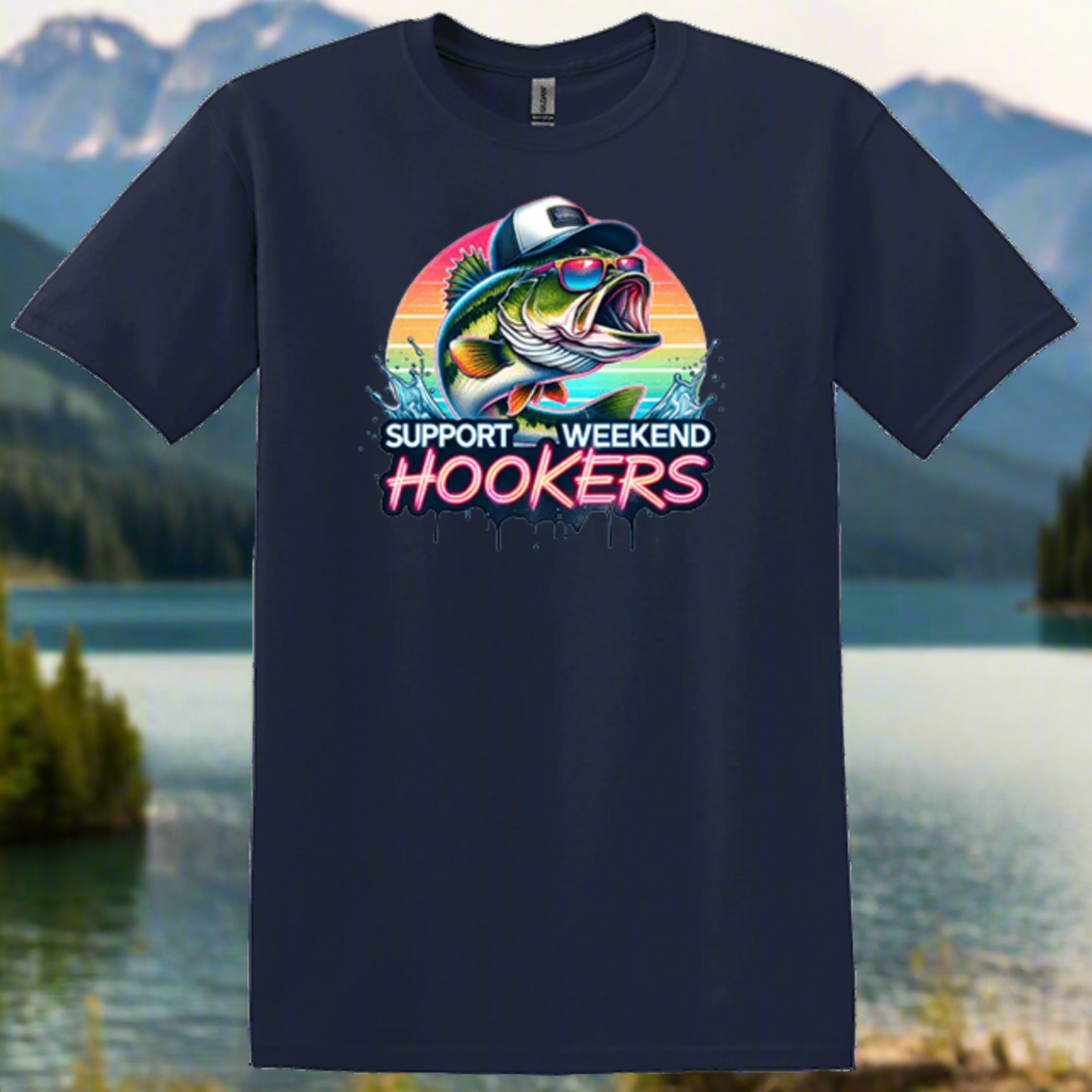 navy blue support weekend fishing shirt