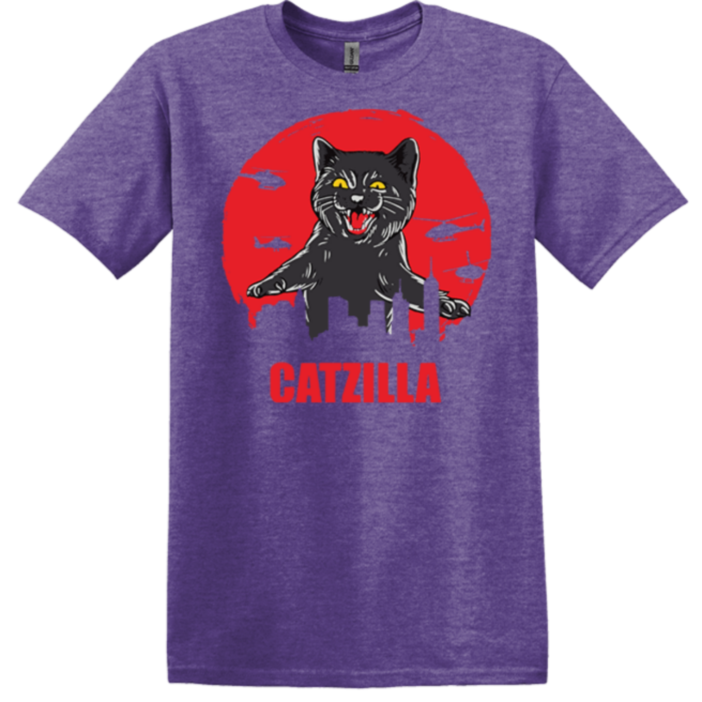 short sleeve t-shirt heather purple catzilla