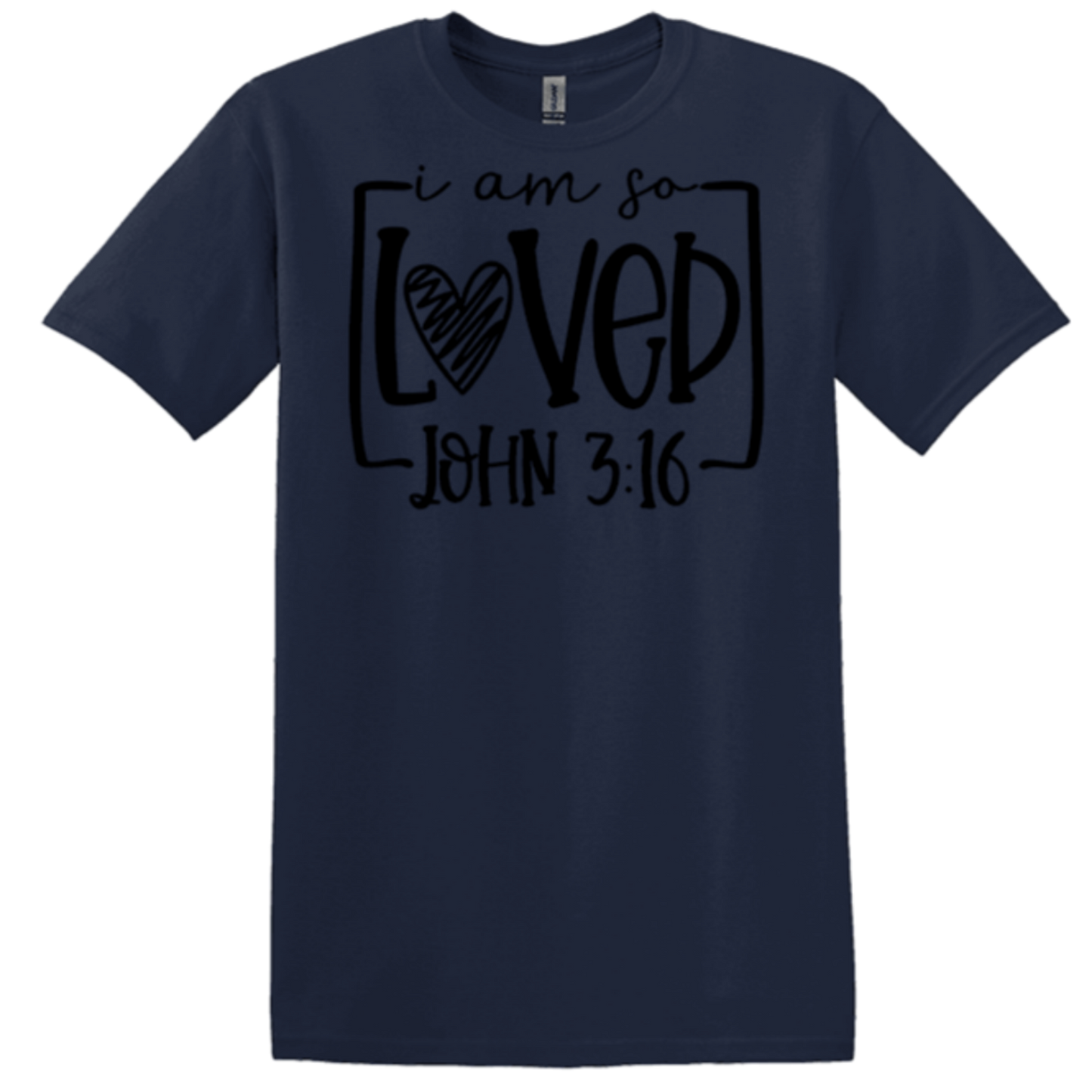 navy blue bible verses apparel Jesus loves me