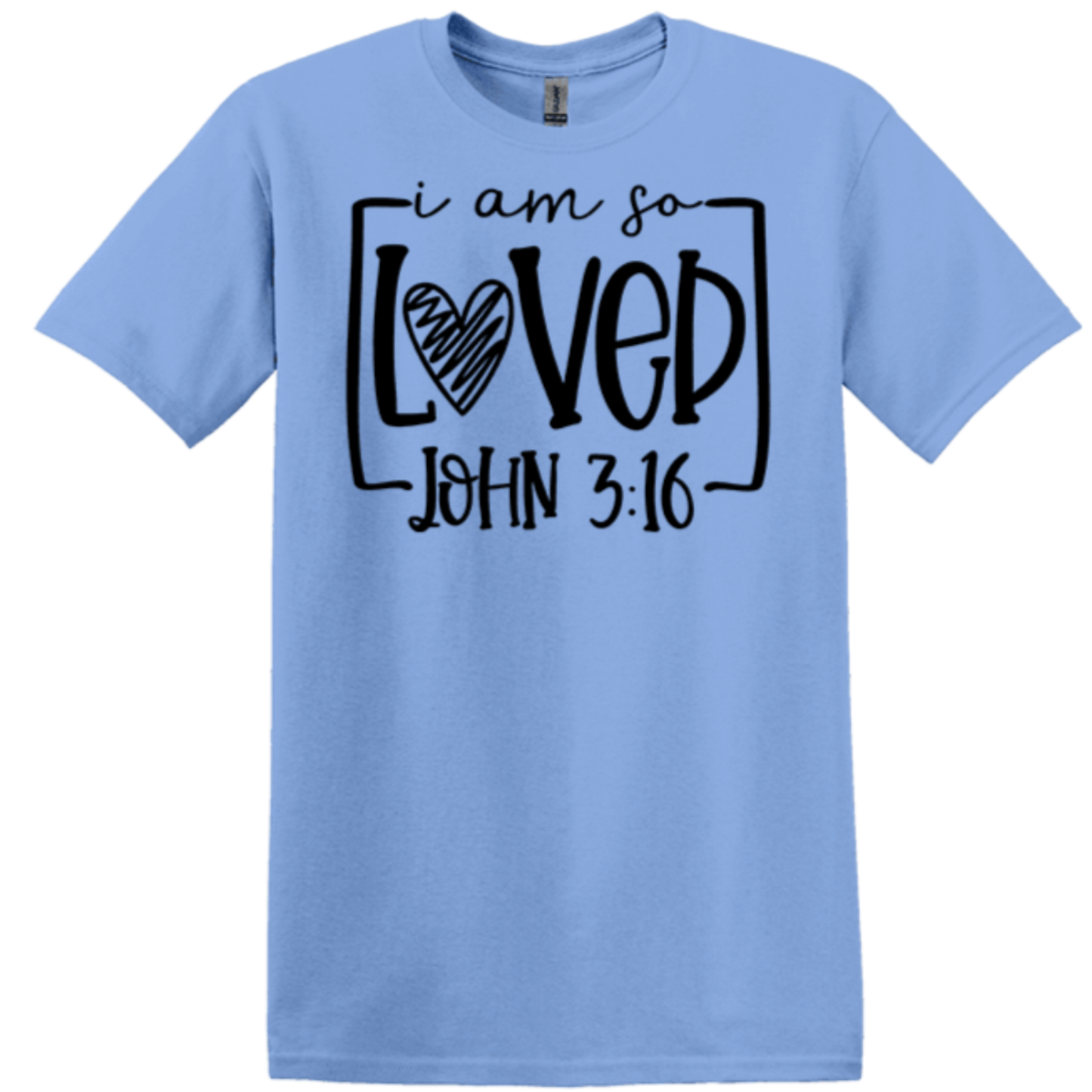 John 3:16 verse light blue apparel inspirational
