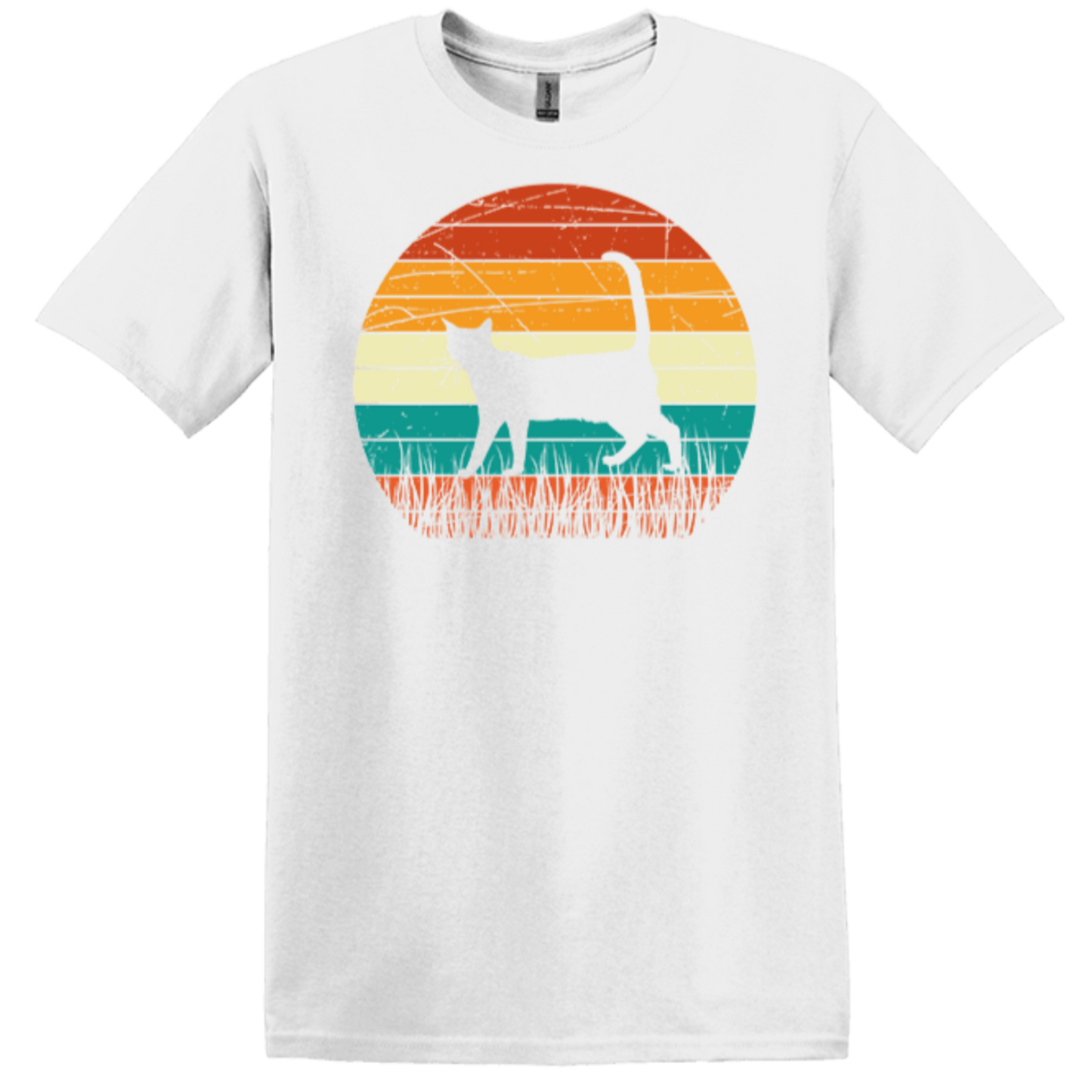 white round-neck t-shirt fit shadowy meows shirt tee