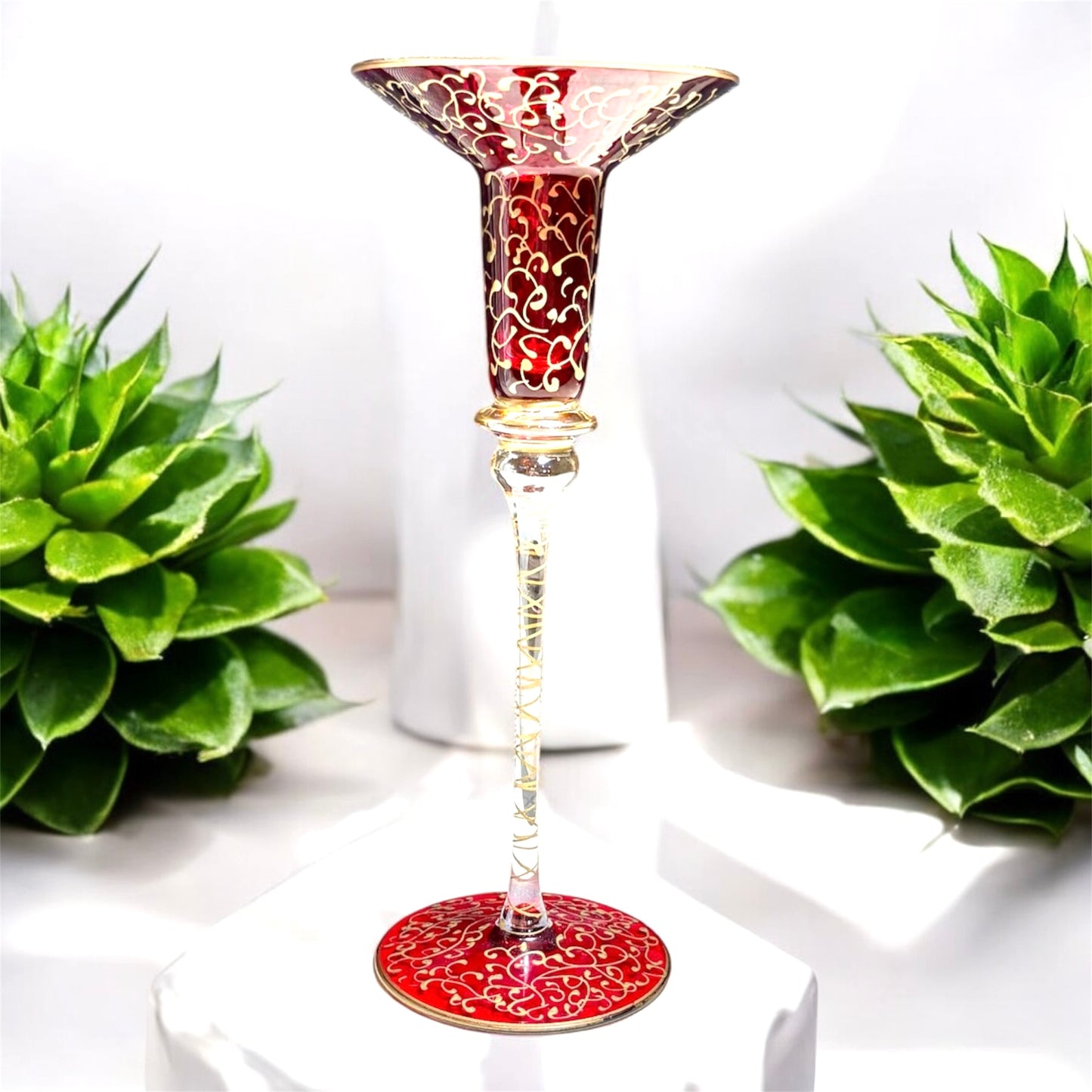 red suncatcher tea light candle holder