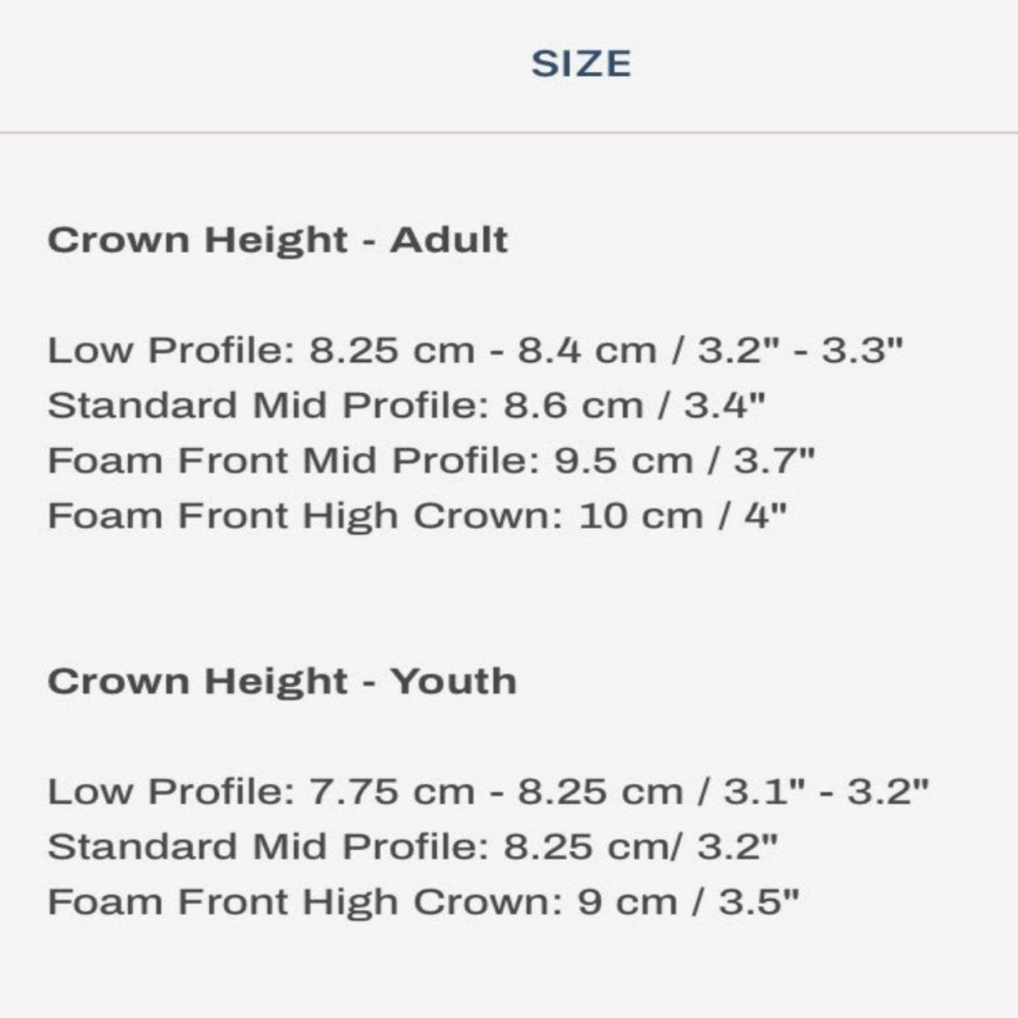 hat size info