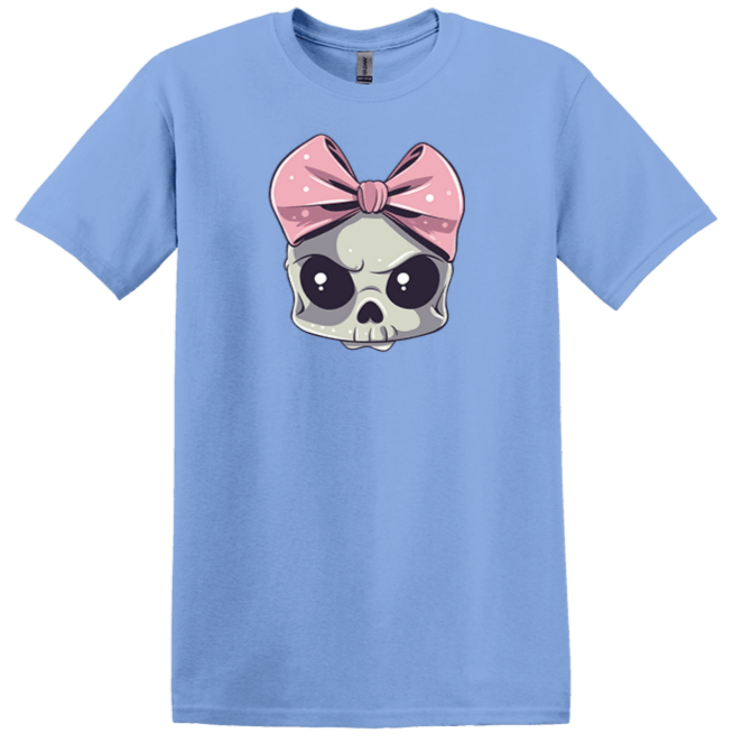 skull bow light blue shirt cute