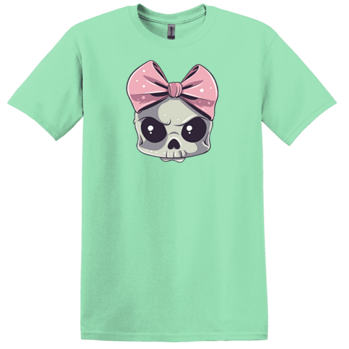 skull bow mint green shirt cute