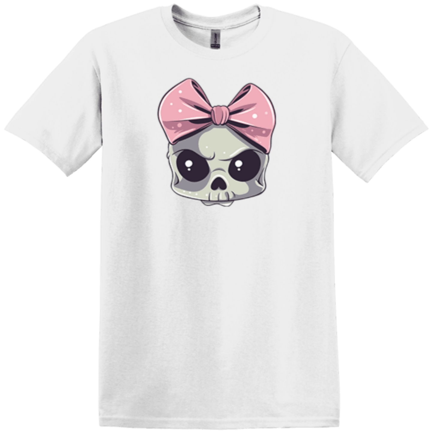 skull bow white shirt cute