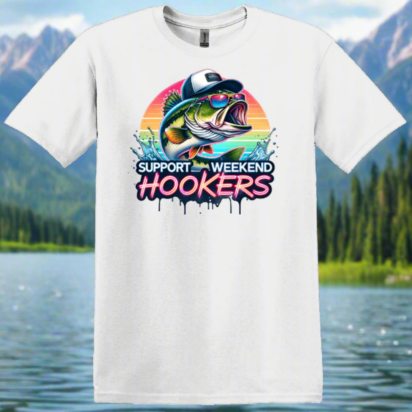 white support weekend fishing shirt