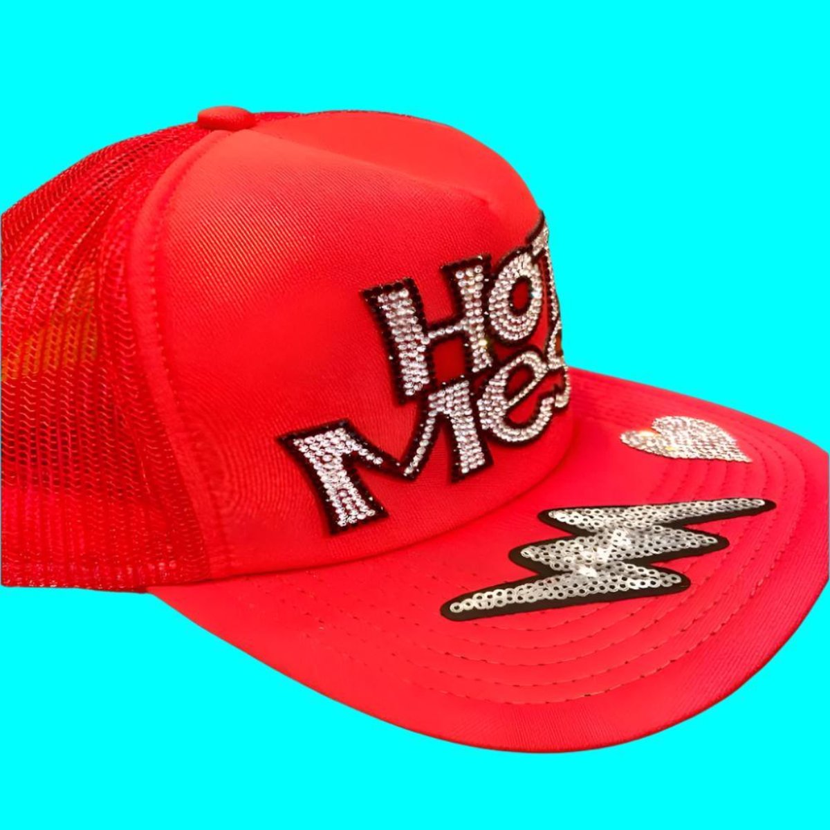 Red Hot Mess Hat Bling snapback visor