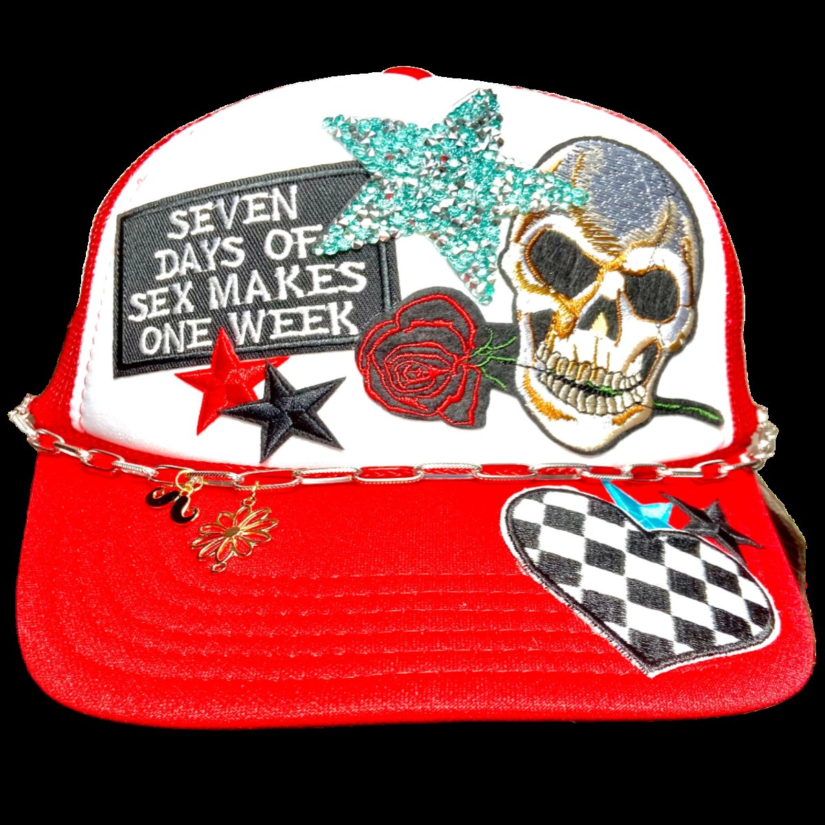 Otto foam trucker hat red white snapback skull