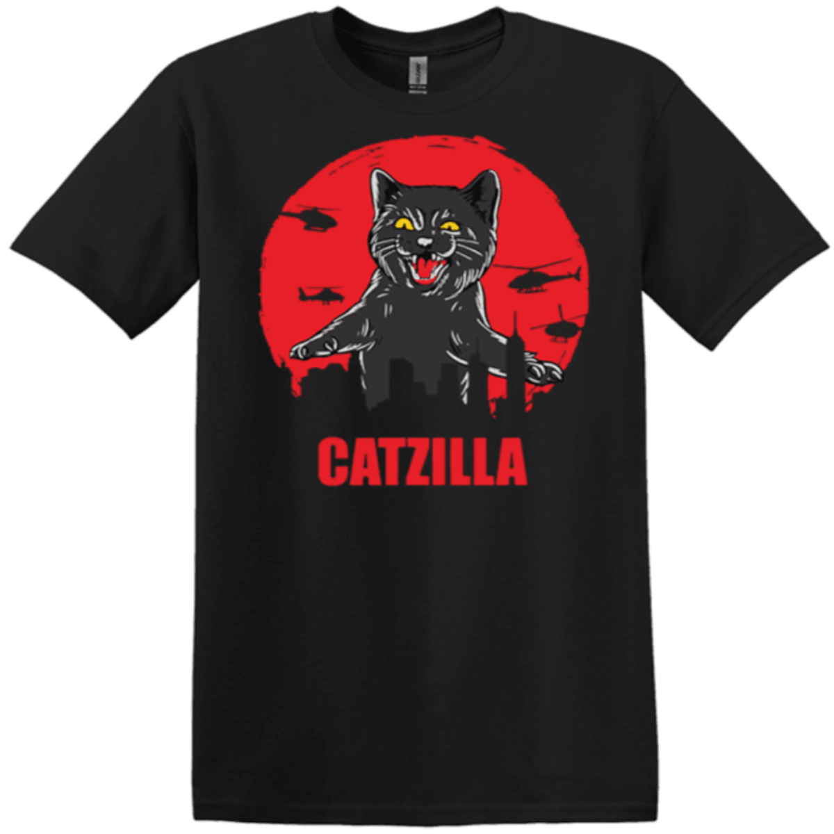 black catzilla cotton t-shirt 