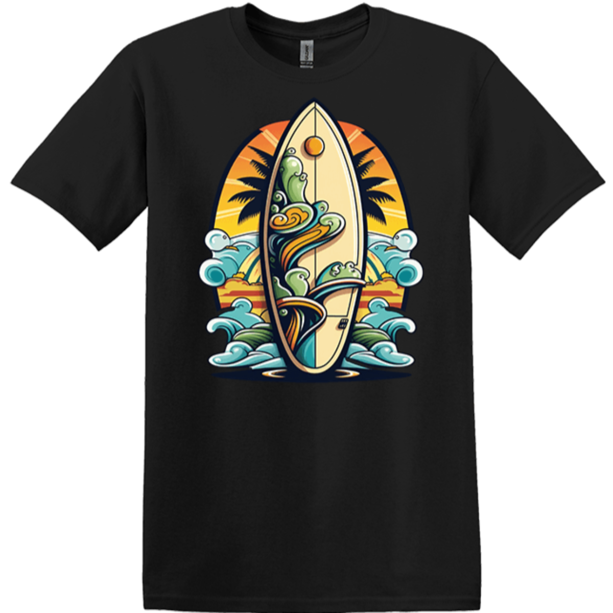 tropical vacation black classic fit tee