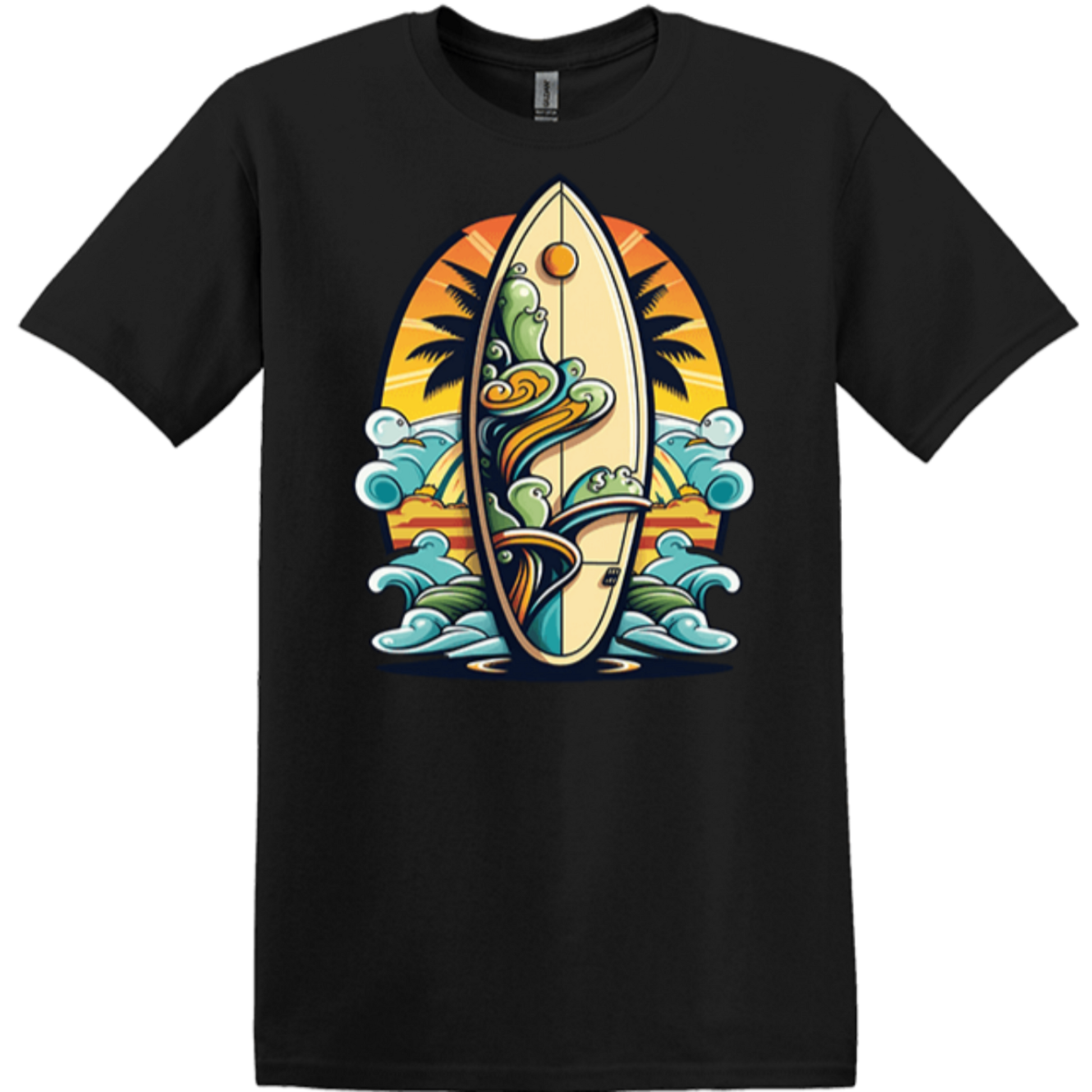 tropical vacation black classic fit tee