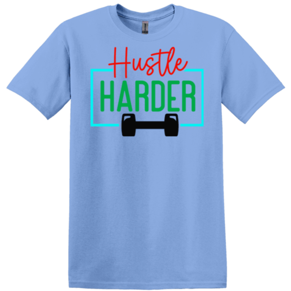 carolina blue apparel physical fit dumbbell hustle red