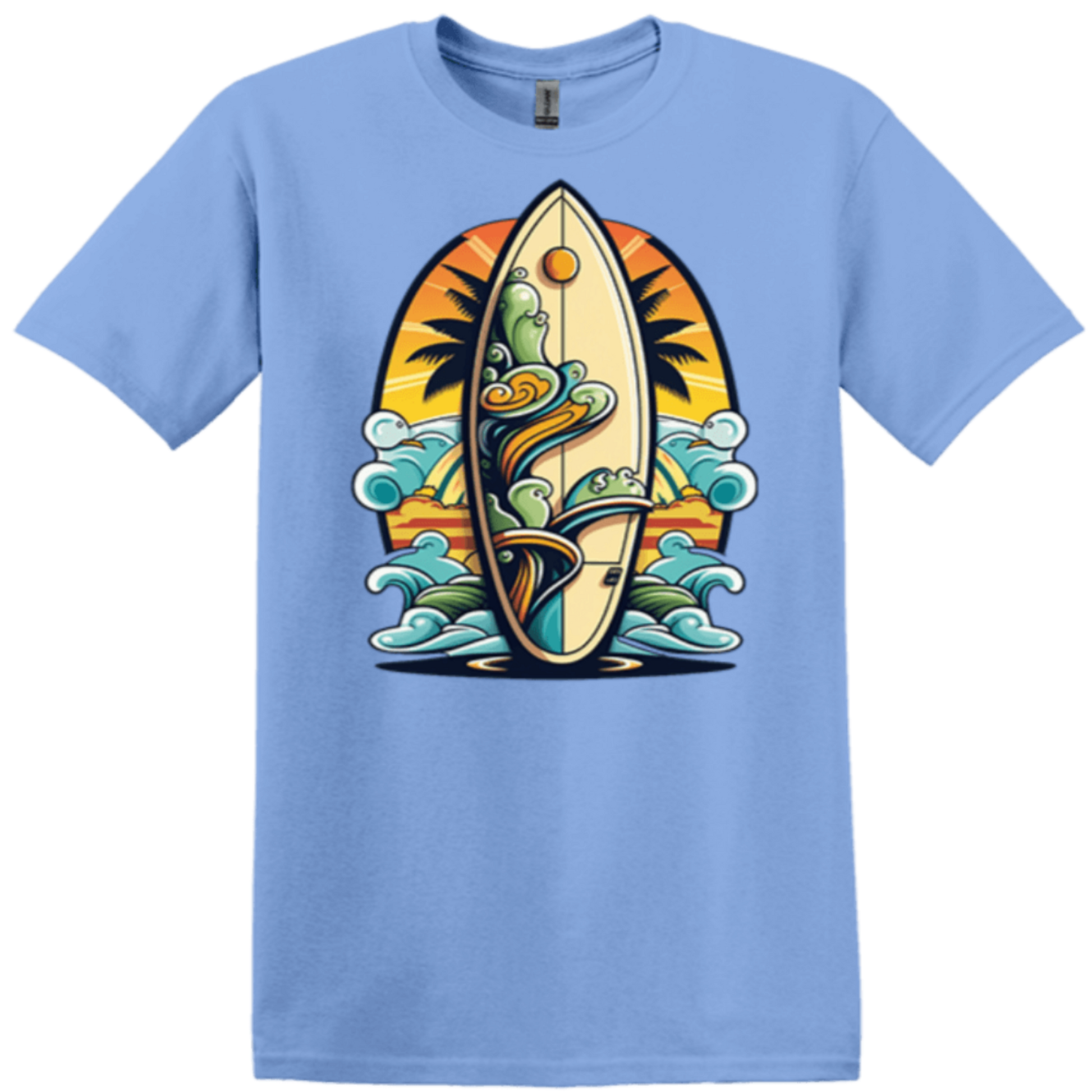 carolina blue surf board t-shirt  