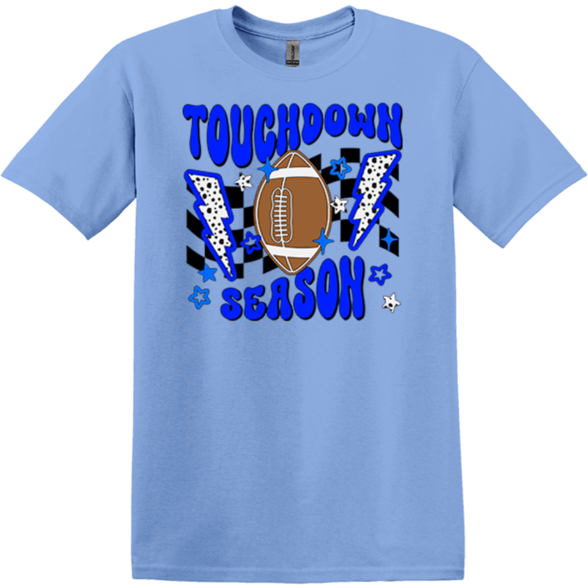 lightening bolts pigskin carolina blue apparel