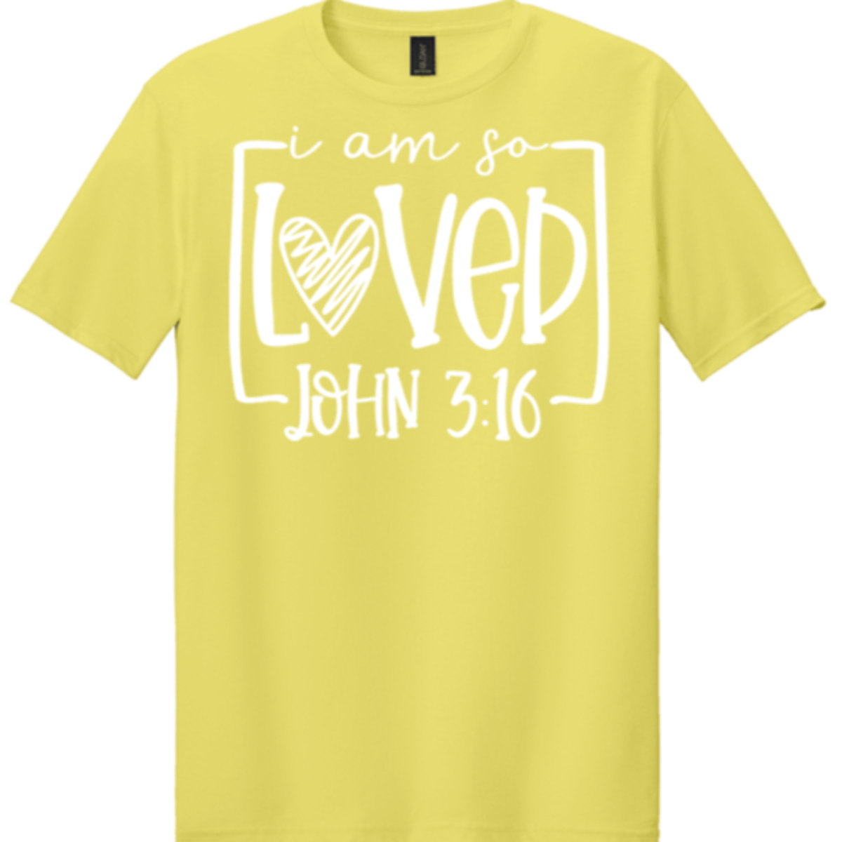 cornsilk yellow crew neck shirt biblical scripture