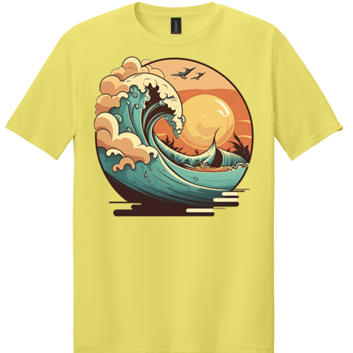 cornsilk gildan tee yellow vintage sunset