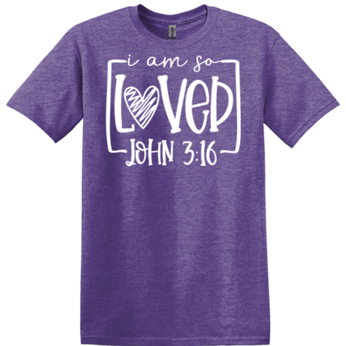 heather purple gildan tee colorful bible creed