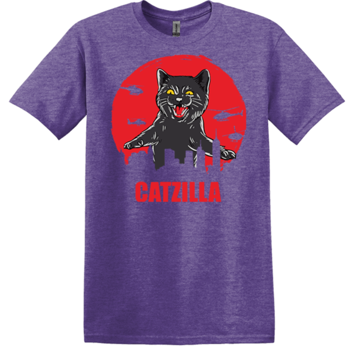 short sleeve t-shirt heather purple catzilla