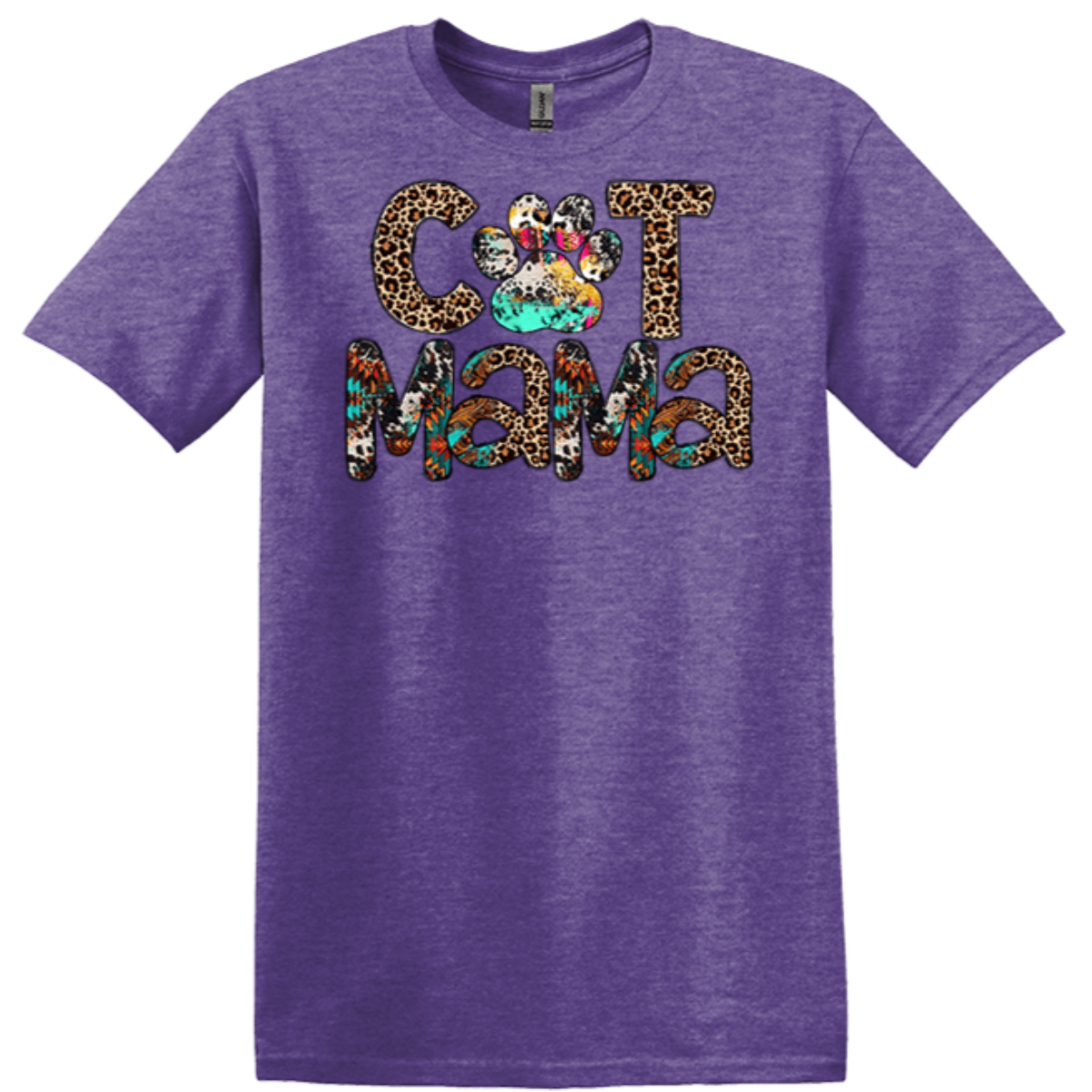 heather purple animal paw print tee