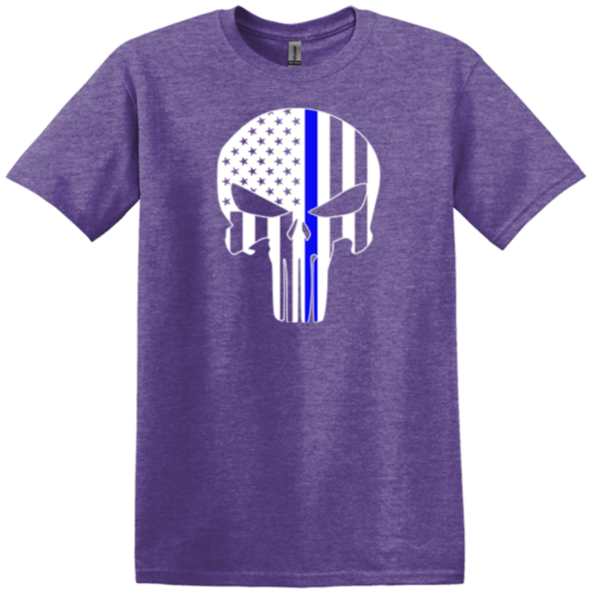 heather purple police skull tee