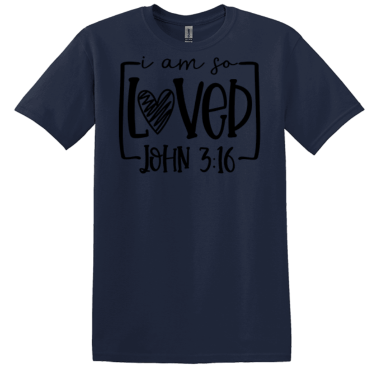 navy blue bible verses apparel Jesus loves me