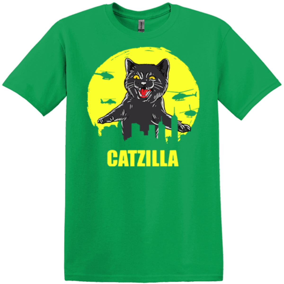 irish green catzilla yellow catnip t-shirt