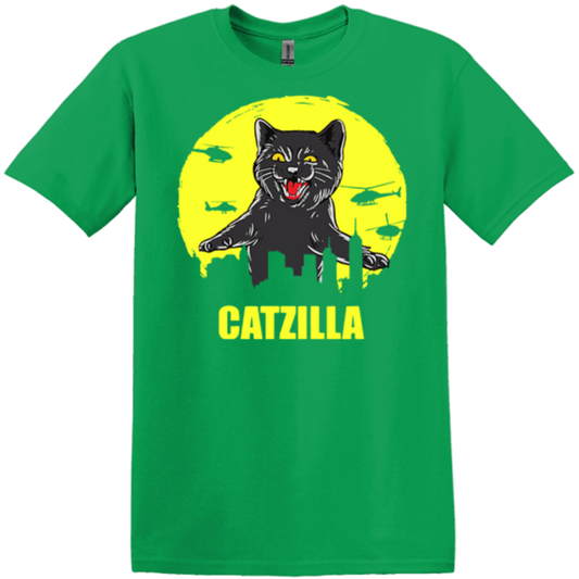 irish green catzilla yellow catnip t-shirt