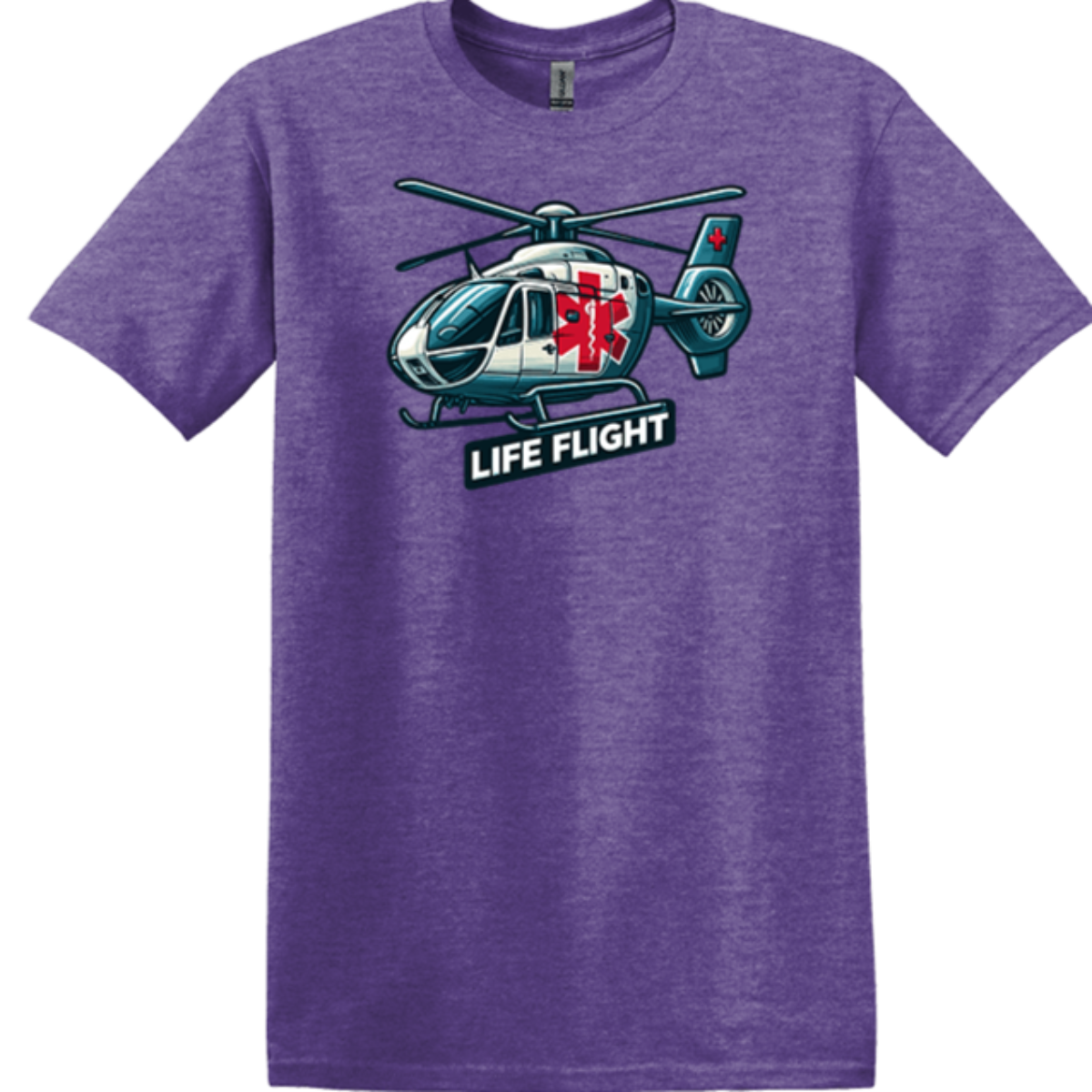 heather purple gildan tee flying healthcare