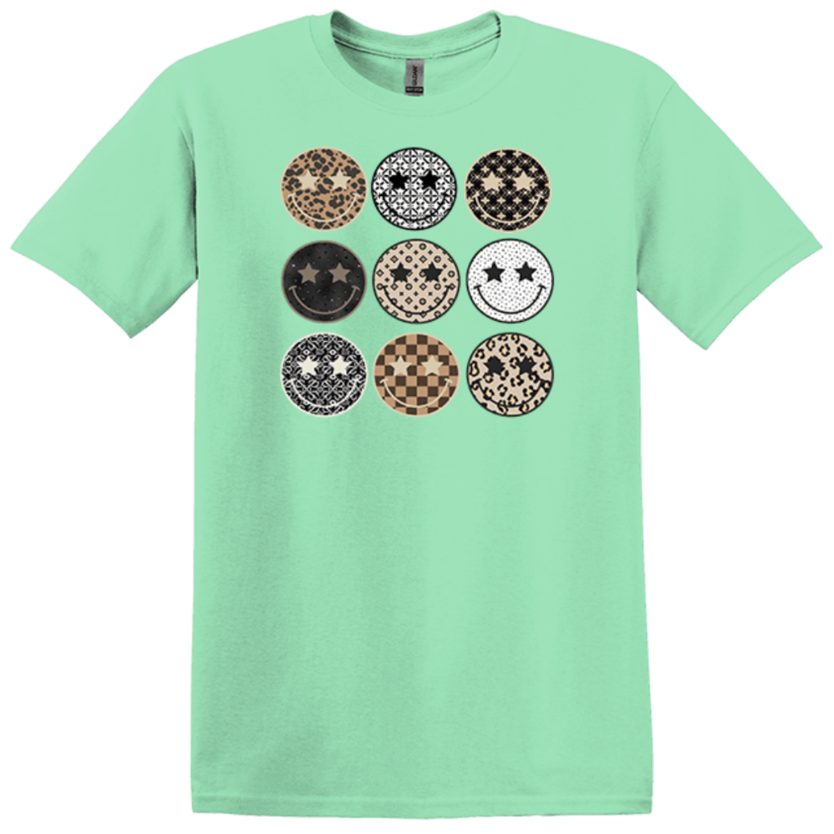 mint green blouse clothing retro smiley faces