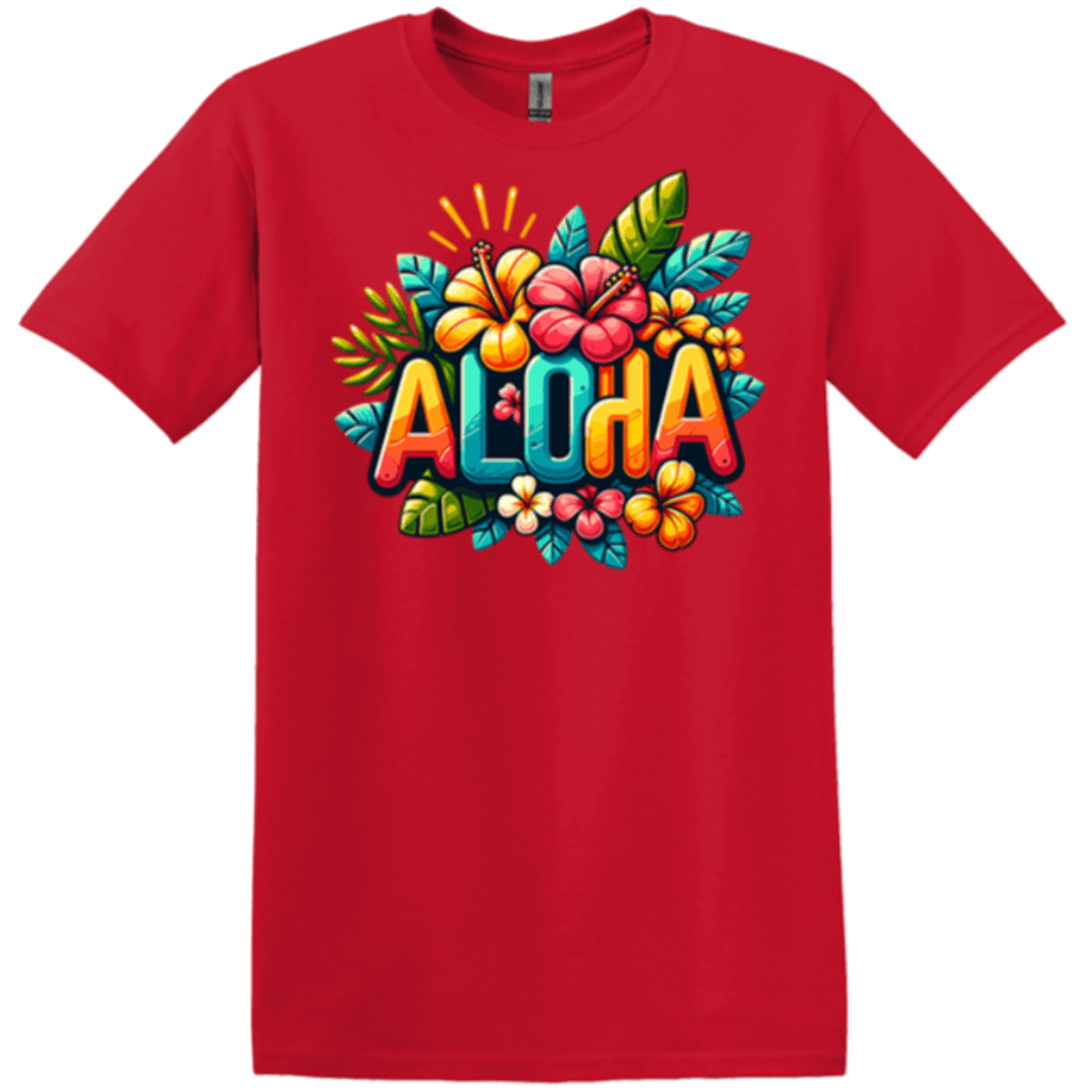 red aloha crew neck