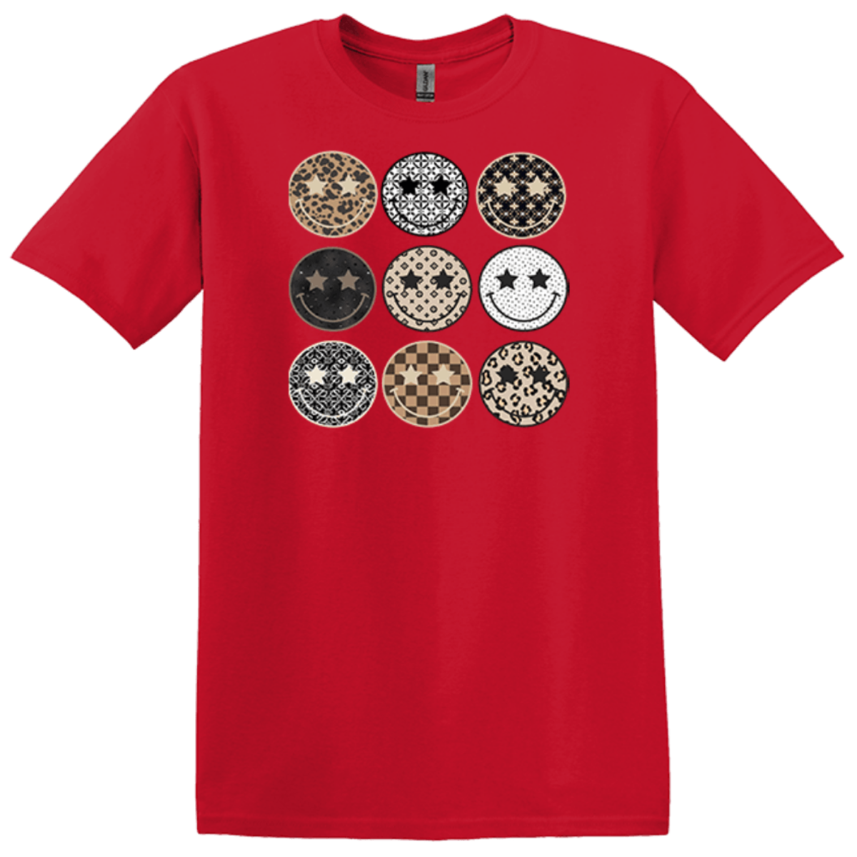 Ready2Go red sport fit apparel retro smiley faces