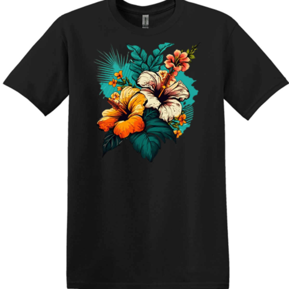 aloha floral black 100% cotton garment