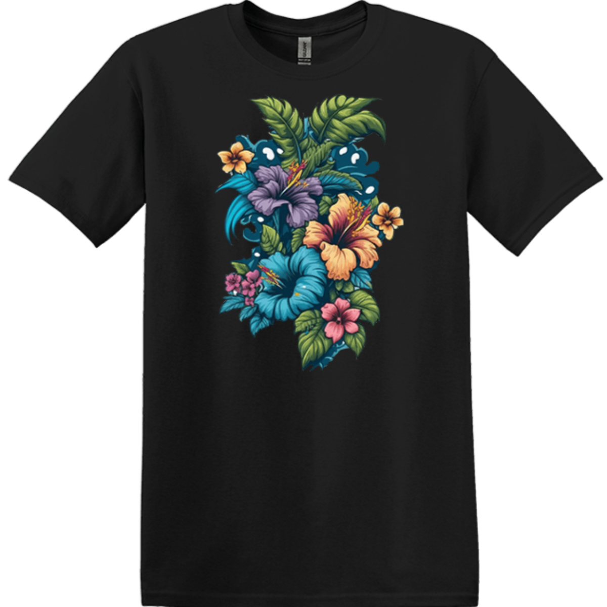 aloha floral black 100% cotton garment