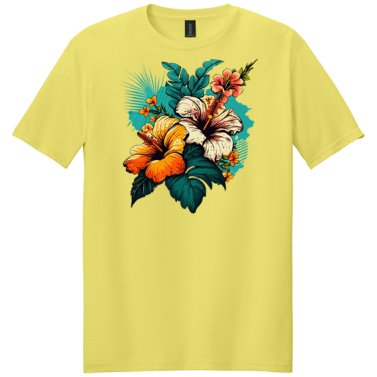 multi-colored flowers cornsilk crew neck shirt