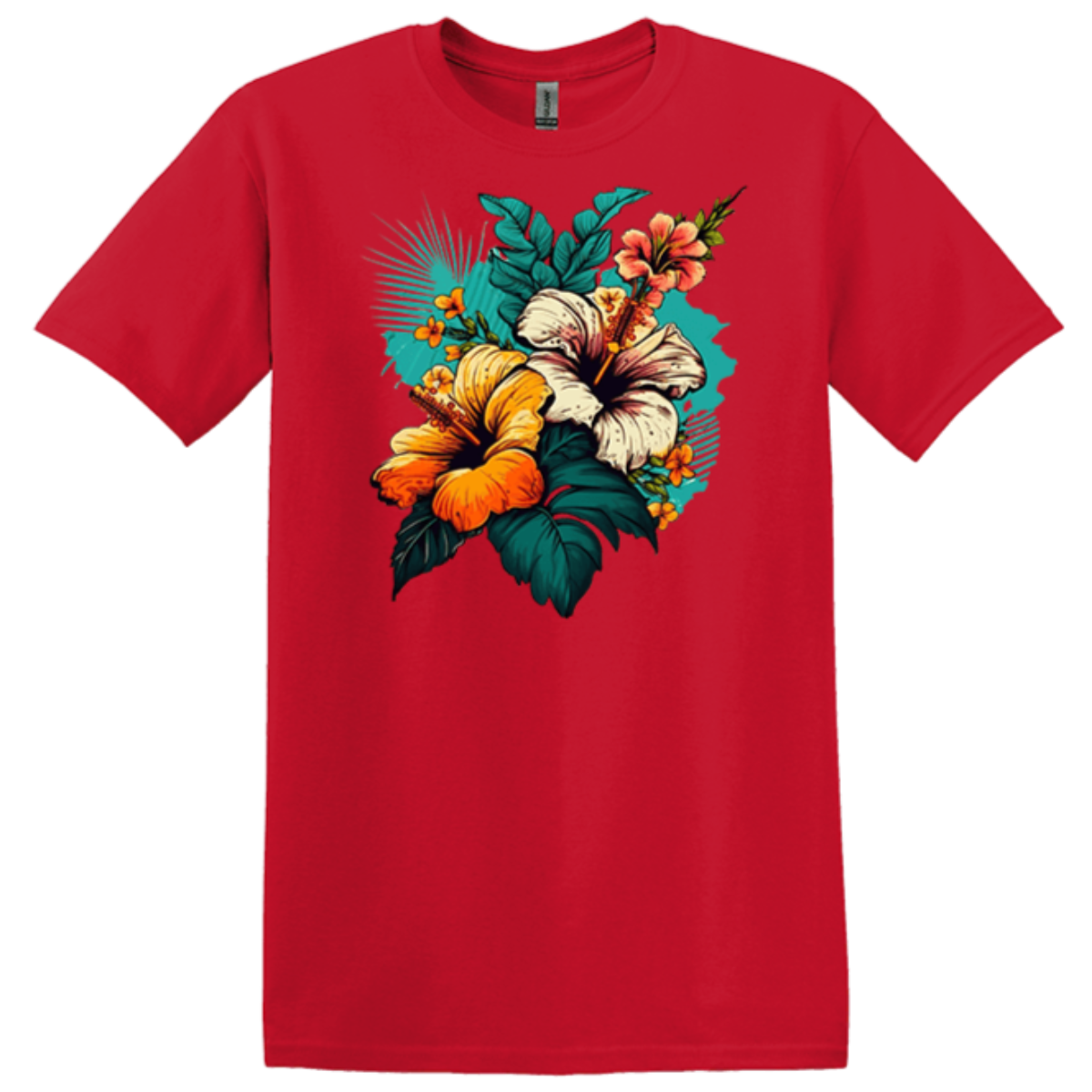 multi-color plants red jersey fit t-shirt