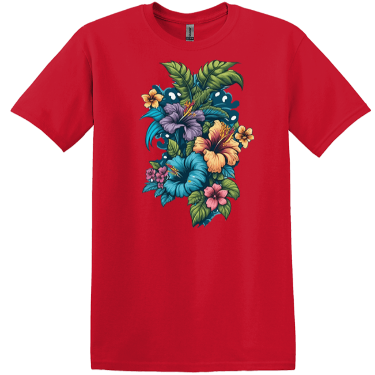 multi-color plants red jersey fit t-shirt