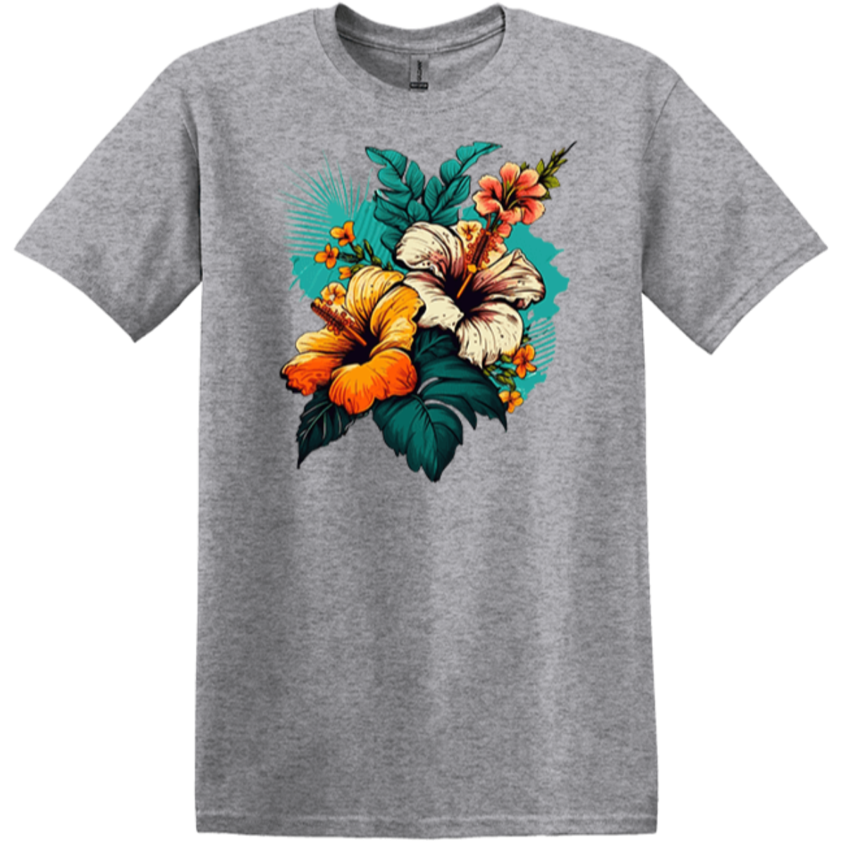 Hawaiian hibiscus sports grey boutique top